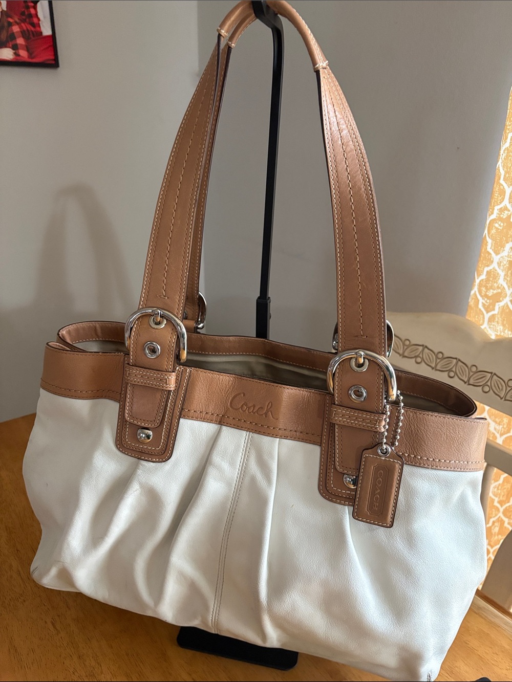 Coach 2011 Soho White and Tan Leather Tote
